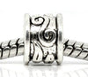 BD488 - 50 pcs. Antique Silver Pattern Tibetan Swirls Tube European Spacers - 9mm x 7mm