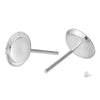 E330 - 4 pcs. (2 pairs) 925 Sterling Silver Earring Posts Studs Settings Bezels Cabochons Tacks- 8mm Glue Pad Setting - With Earring Backs / Nuts!