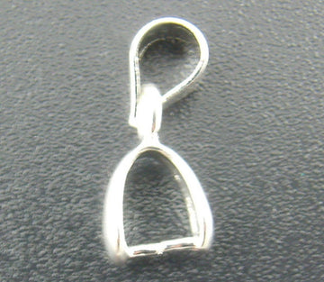 BA058 - 10 pcs. Silver Plated Pinch Clip Bails for Pendants and Beads - 5mm X 15mm