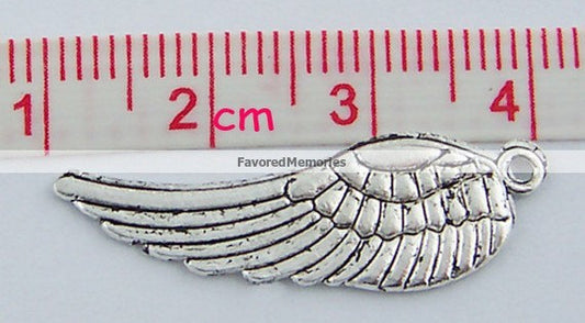 P931 - 40 pcs. LARGE Tibetan Antique Silver Wings Charms - 10mm x 30mm