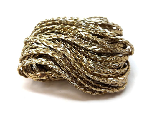 N179 - 10M (32.8 FT) - Gold Faux Leather Jewelry Cord - 5mm Wide - BRAIDED