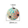P1178 - 10 pcs. Gold Plated Multicolor Enamel Circle Metal Dangle Charms Pendants - Daisy - 20mm - 0.8" - Great for Earrings, Necklaces or Dangles