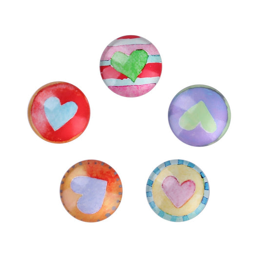 CA977 - 10 pcs Assortment of Circle Heart Glass Round Dome Seals Tiles Cabochons - 12mm - Set 3