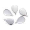 P2026 - 10 pcs. 304 Stainless Steel Teardrop Bezel Cabochon Pendant Tags Trays - 18mm x 13mm Glue Pad - Setting - Hypoallergenic! Tarnish Resistant!