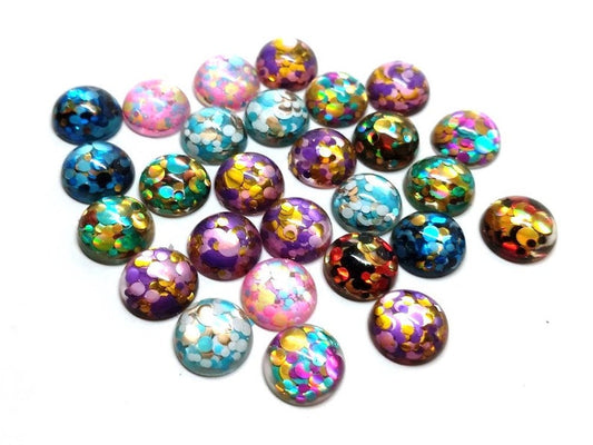 RC0026 - 10 pcs Druzy Resin Embellishment Cabochons - 12mm - Glitter Style - Assortment - Multicolor II