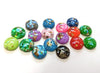 CA380 - 10 pcs Resin Round Embellishment Circle Cabochons Metal Foil - Assortment - 12mm - Multi-Color Glitter