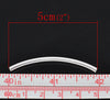 BD726 - 100 pcs. Silver Plated Noodle Tube Long Thin Smooth Curved Beads - 50mm x 3mm (2" x 0.12") - Made of Copper! High Quality! Hole Size: 2.4mm