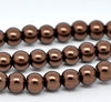 BD100 - 6mm Dark Brown Glass Pearl Imitation Round Beads - 32 inch strand