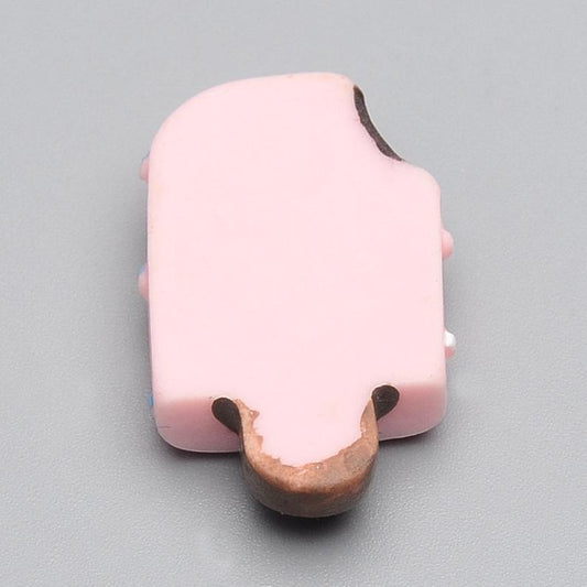 CA599 - 10 pcs Resin Embellishment Cabochons - Food - Ice Cream Popsicle - Pink - 25mm x 15mm