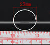 W024 - 200 pcs. Silver Plated Unbent Wine Charm/Earwire Hoop Rings - 25mm- 21 Gauge