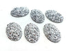 CA981 - 10 pcs Drusy Druzy Resin Embellishment Oval Cabochons - Silver - Dome - 25x18mm - 25mm x 18mm - 18x25mm - Thickness: 5mm