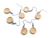 E537 - 10 pcs. 304 Stainless Steel Silver Tone Earring Dangle Hooks Settings Bezels Cabochons - 12mm Glue Pad Setting - Wood Trays - Natural