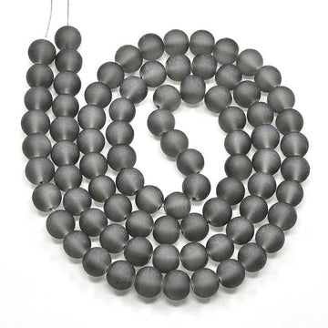BD729 - 40 Beads - 10mm Gray Frosted Round Beads - 15" strand - Approx 40 beads per strand - Hole Size: 1.3mm - Matte