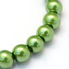 BD155 - 8mm Green Olive Glass Pearl Imitation Round Beads - 32 inch strand - Hole Size: 1mm - Approx. 100 pcs per strand