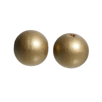 BD396 - 20 pcs Golden Bronze Wooden Wood Round Spacer Beads - 18mm - Gold - Hole Size: 4mm