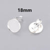 E736 - 10 pcs. Silver Plated Earring Clips Settings Hinged Bezels Cabochons - 18mm Glue Pad Setting