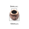 BD632 - 20 pcs Antique Copper Metal Ball Spacer Beads - 10mm - Large Hole: 5mm - Fits European Cords and Paracord!