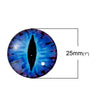 CA504 - 10 pcs Circle Dragon Eyes Glass Round Dome Seals Tiles Cabochons - 25mm (1 in) - Cat's Eyes - Assortment