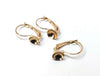 E588 - 10 pcs. (5 pairs) Golden Earring Lever Back Clips - Cone Posts - For 8mm Round Back Cabochons