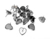 E738 - 10 pcs. 304 Stainless Steel Silver Tone Heart Earring Posts Studs Settings Bezels Cabochons Tacks - 12mm Glue Pad Setting - Rubber Backs