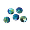 CA008A - 5 pcs Mermaid Fish Scales Resin Carved Embellishment Cabochons Blue AB - 12mm