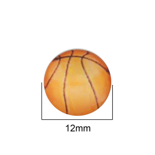 CA727 - 10 pcs Circle Basketball Ball Sports Glass Round Dome Seals Tiles Cabochons - 10mm