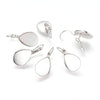 E569 - 10 pcs. Silver Tone Earring Clips Settings Lever Back Bezels - 18mm x 13mm Glue Pad Setting - Teardrop - 18x13mm - 13x18mm - Made of Copper