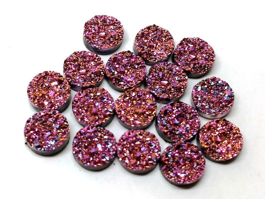 CA274 - 10 pcs Druzy Resin Embellishment Cabochons Sparkly Magenta - 12mm (1/2 in)