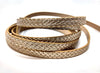 N174 - 1M (3.28 FT) - Gold FLAT Faux Leather Jewelry Cord - 10mm Wide - BRAIDED