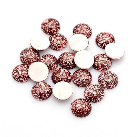 AC0005B - 100 pcs Druzy Acrylic Embellishment Cabochons - 12mm - Spotted Style - Red White