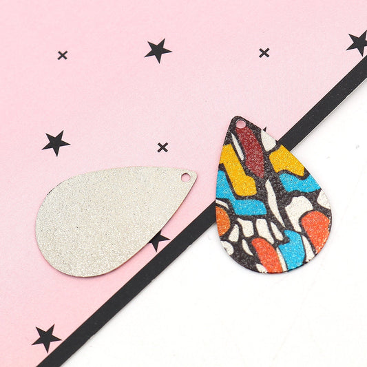 P1039 - 10 pcs Silver Tone Multicolor Teardrop Metal Enamel Dangle Charms Pendants - 28mm x 18mm - 1.1" - Abstract - Great for Earrings, Dangles!