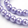 BD188 - 12mm Purple Pastel Lavender Glass Pearl Imitation Round Beads - 16 inch strand - Approx. 35 Beads - Hole Size: 1mm
