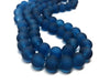 BD036 - 8mm Prussian Blue Frosted Glass Round Beads - 15" strand (40cm) - Approx 52 beads per strand - Hole Size: 1.3mm