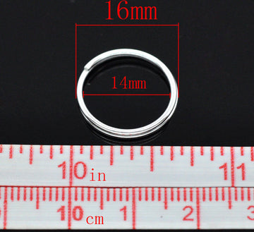 J119 - 100pcs. Silver Plated Split Rings Key Rings - 16mm (0.63 inch)