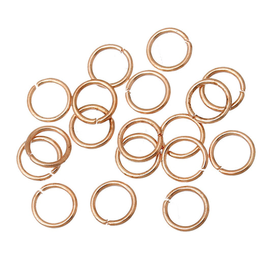 J188 - 500 pcs Rose Gold Plated Open Jump Rings 6mm - 18 Gauge (1mm Thick) - High Quality