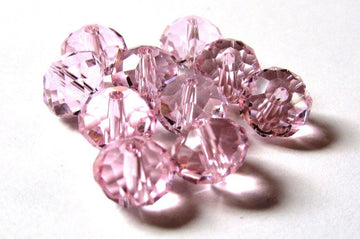 BD655 - 20 pcs. Light Pink Crystal Glass Faceted Rondelle Beads - 8mm - Hole Size: 1.3mm