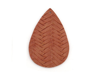 P1073 - 10 pcs Brown Orange Faux Leather Dangle Pendants - Teardrop Braided Weave - 56mm (2.2") - Great for Light Earrings &amp; Dangles! Double-Sided