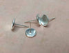 E330 - 4 pcs. (2 pairs) 925 Sterling Silver Earring Posts Studs Settings Bezels Cabochons Tacks- 8mm Glue Pad Setting - With Earring Backs / Nuts!