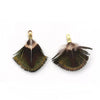E762 - 5 pcs Peacock Multicolor Dangle Charms Pendants - Feather - Gold Crimps - 25mm (1") - Great for Large Earrings, Necklaces or Dangles!