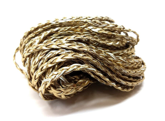 N179 - 10M (32.8 FT) - Gold Faux Leather Jewelry Cord - 5mm Wide - BRAIDED