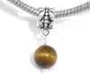 P2087 - 8 pcs Antique Silver Amber Tone Round Dangle Charm Beads - 24mm x 9mm- Hole Size: 5.5mm - Fits Paracord and European Cords!