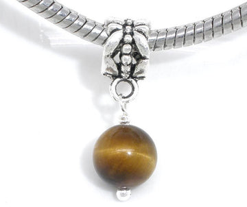 P2087 - 8 pcs Antique Silver Amber Tone Round Dangle Charm Beads - 24mm x 9mm- Hole Size: 5.5mm - Fits Paracord and European Cords!