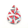 P2222 - 10 pcs. Red and White Watermelon Faux Leather Dangle Pendants - Teardrop - 56mm (2.2") - Great for Light Earrings or Dangles! Double-Sided