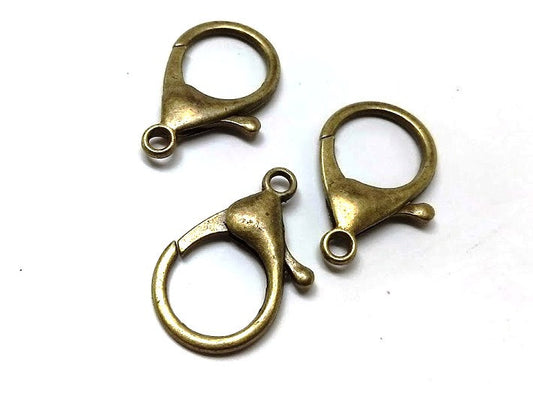 CL165 - 10 pcs. Antique Bronze Lobster Clasps - 35mm x 25mm (1.38 inch) - Claw Clasps - Brass