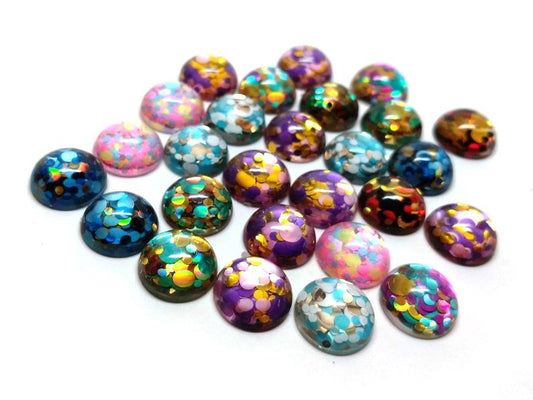 RC0026 - 10 pcs Druzy Resin Embellishment Cabochons - 12mm - Glitter Style - Assortment - Multicolor II