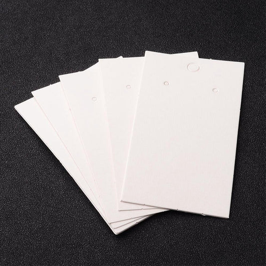 D001A - 30 pcs. White Cardboard Paper Jewelry Earrings Earring Rectangle Display Cards Tags Labels - 2 Holes- 90mm x 50mm (3.5" x 2")
