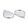 P2026 - 10 pcs. 304 Stainless Steel Teardrop Bezel Cabochon Pendant Tags Trays - 18mm x 13mm Glue Pad - Setting - Hypoallergenic! Tarnish Resistant!