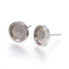 E016 - 10 pcs. 304 Stainless Steel Earring Posts Studs Settings Bezels Cabochons Tacks - 10mm Glue Pad Setting - Silver Tone - Flat Thick Bezel