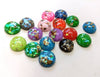 CA380 - 10 pcs Resin Round Embellishment Circle Cabochons Metal Foil - Assortment - 12mm - Multi-Color Glitter
