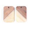 P2093 - 4 pcs. Ivory Resin and Wood Rectangle Flat Pendant - 28mm x 18mm - (1.1" x 0.71") - Great for Earrings and Necklaces!